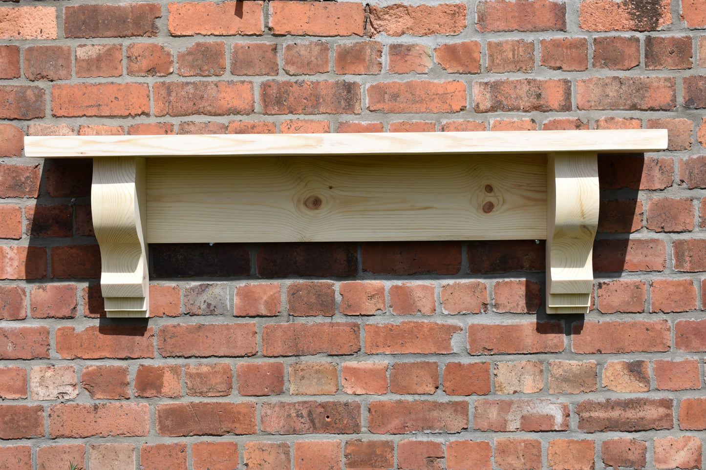 Large chunky solid pine mantle shelf with corbels / Made to measure at extra cost