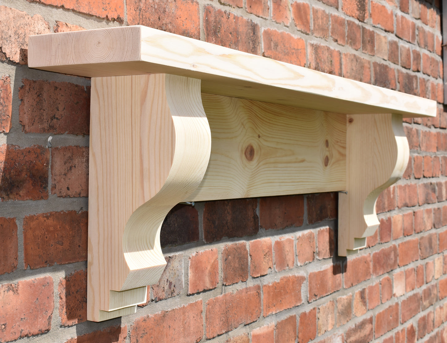 Large chunky solid pine mantle shelf with corbels / Made to measure at extra cost